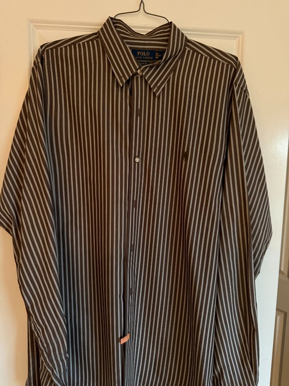 Brown Stripe Polo Dress Shirt - XXL